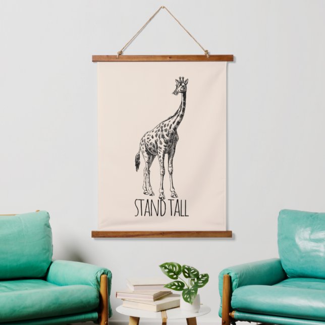 Tapiz Con Marco De Madera Stand Tall Graceful Giraffe (Sala de estar)