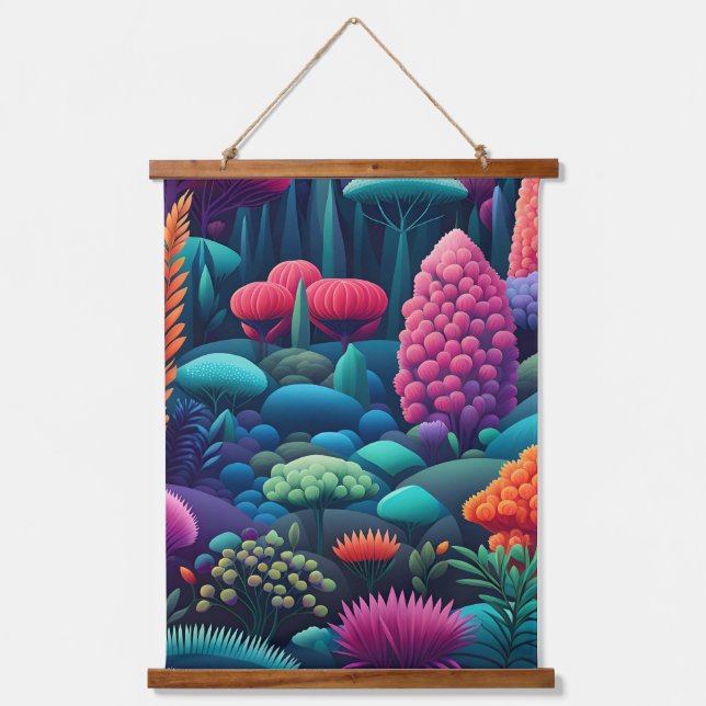 Tapiz Con Marco De Madera Starry Cosmic Blossom Odyssey (Anverso)