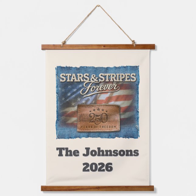 Tapiz Con Marco De Madera Stars & Stripes - Personalized Wall Tapestry (Anverso)