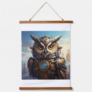 Tapiz Con Marco De Madera Steampunk Owl Wall Art - Victorian Mechanical Bird