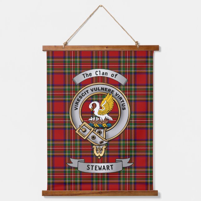 Tapiz Con Marco De Madera Stewart Clan Badge & Tartan (Anverso)