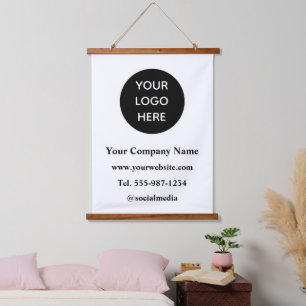 Tapiz Con Marco De Madera Su logotipo aquí Negocios Minimalista Negrita mode