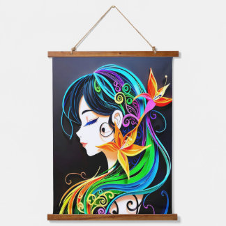 Tapiz Con Marco De Madera Sueño del cabello arcoiris