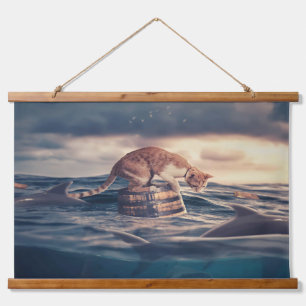 Tapiz Con Marco De Madera Sueño Nap Cat o Pesadilla