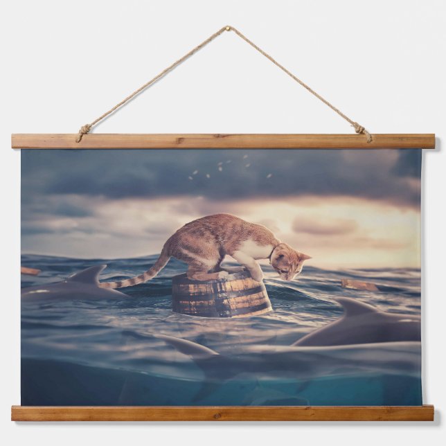 Tapiz Con Marco De Madera Sueño Nap Cat o Pesadilla (Anverso )