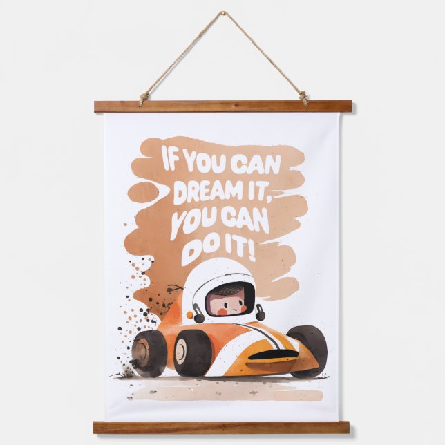 Tapiz Con Marco De Madera Sueños de coches de carreras (Anverso)