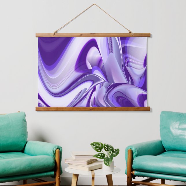 Tapiz Con Marco De Madera Sueños del arcoiris de flores moradas (Sala de estar)