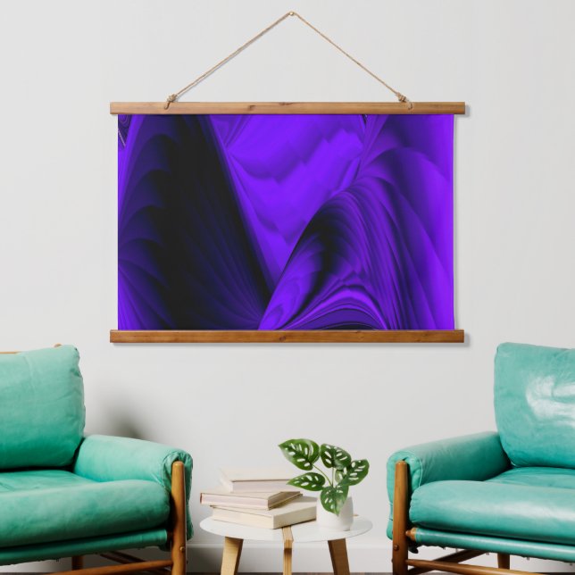 Tapiz Con Marco De Madera Sueños del arcoiris de flores moradas (Sala de estar)