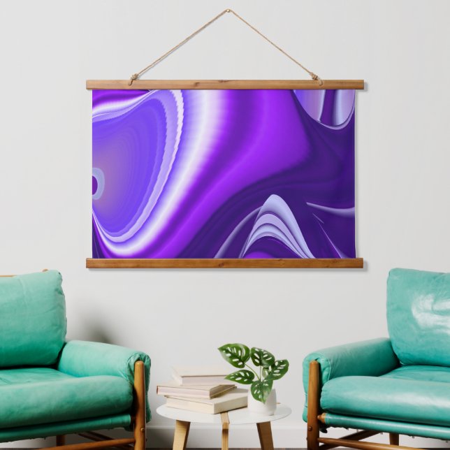 Tapiz Con Marco De Madera Sueños del arcoiris de flores moradas (Sala de estar)