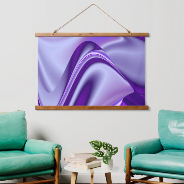 Tapiz Con Marco De Madera Sueños del arcoiris de flores moradas (Sala de estar)