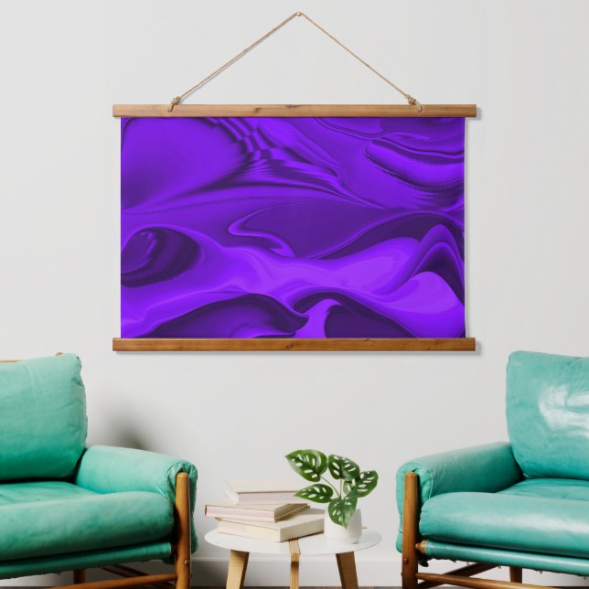 Tapiz Con Marco De Madera Sueños del arcoiris de flores moradas (Sala de estar)