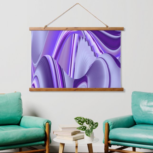 Tapiz Con Marco De Madera Sueños del arcoiris de flores moradas (Sala de estar)