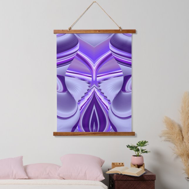 Tapiz Con Marco De Madera Sueños del arcoiris de flores moradas (Dormitorio)