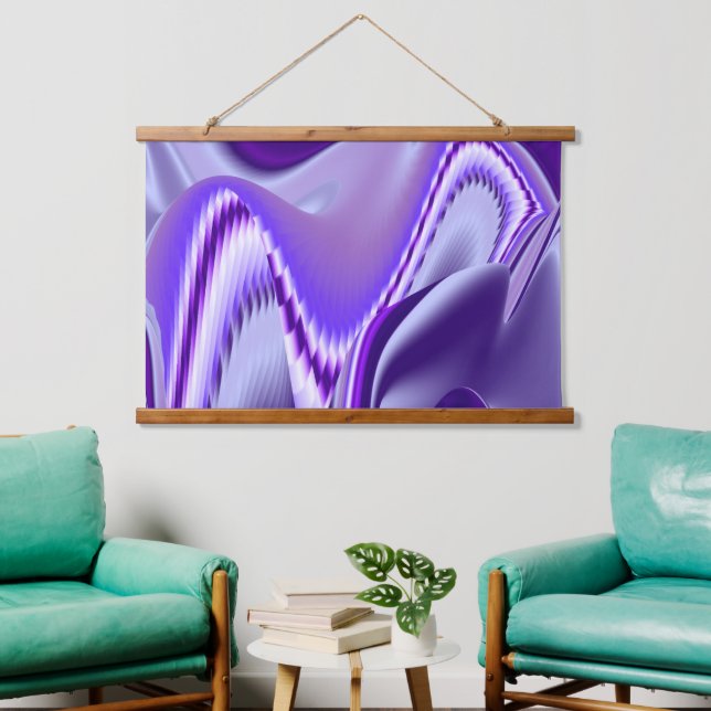 Tapiz Con Marco De Madera Sueños del arcoiris de flores moradas (Sala de estar)