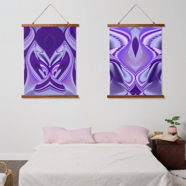 Tapiz Con Marco De Madera Sueños del arcoiris de flores moradas (Dormitorio)