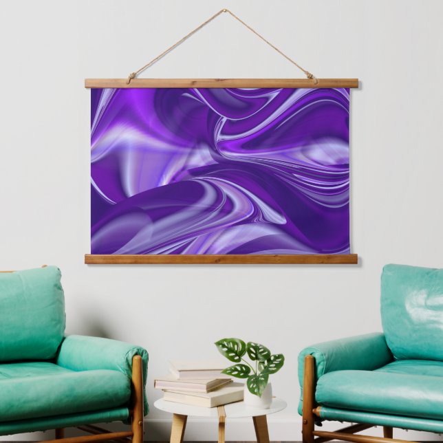 Tapiz Con Marco De Madera Sueños del arcoiris de flores moradas (Sala de estar)