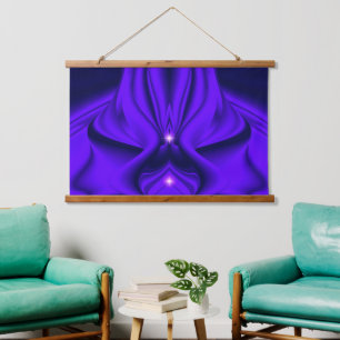 Tapiz Con Marco De Madera Sueños del arcoiris de la flor morada, dos estrell