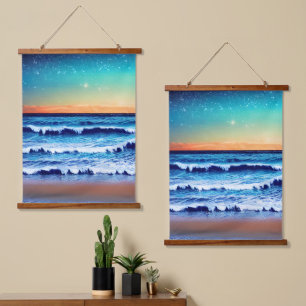 Tapiz Con Marco De Madera Summer Beach Sunset