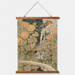 Tapiz Con Marco De Madera Sunflower Art Nouveau Garden Grasset Mujer
