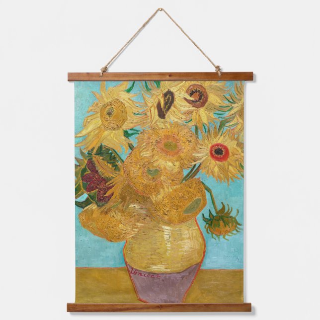 Tapiz Con Marco De Madera Sunflowers, Post Impressionist Still Life Painting (Anverso)