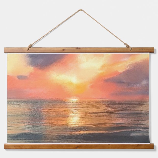 Tapiz Con Marco De Madera Sunset Wood Tapestry  (Anverso )