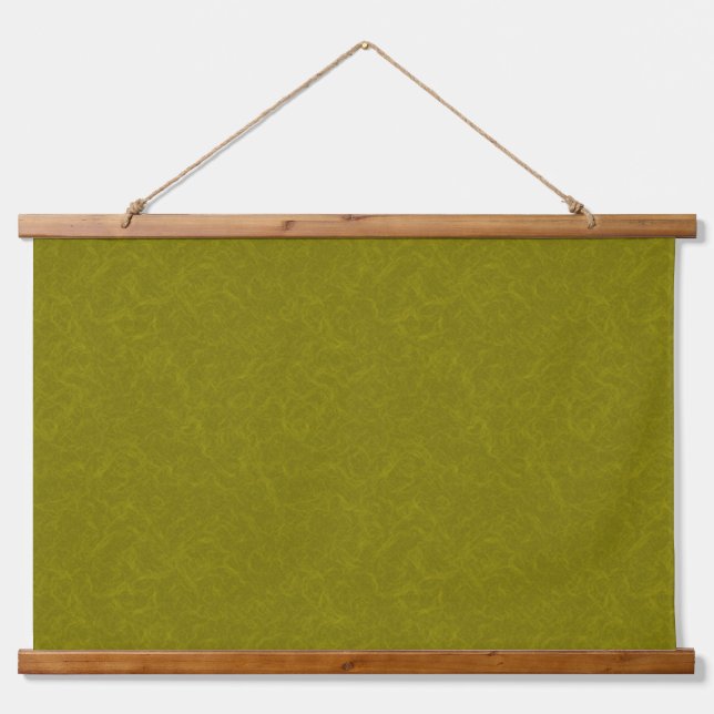 Tapiz Con Marco De Madera Superficie verde oliva con patrón sutil de remolin (Anverso )