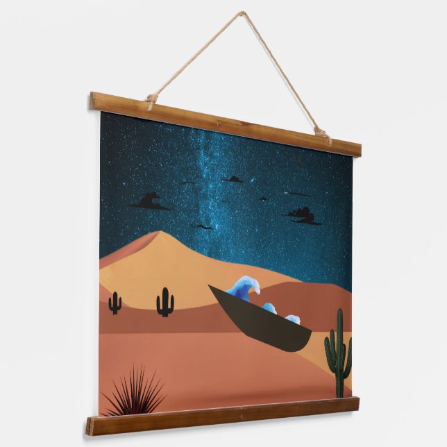Tapiz Con Marco De Madera Surreal Desert Night Art Poster |  (Angular)