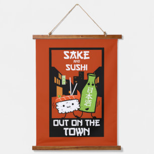 Tapiz Con Marco De Madera Sushi Y Sake FooFooies Napkin