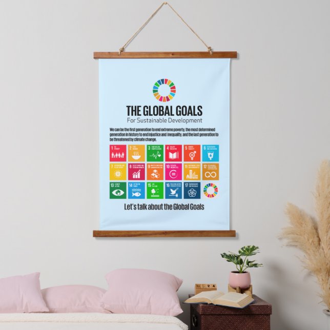 Tapiz Con Marco De Madera Sustainability Goals Motivational Inspiring Gifts (Dormitorio)