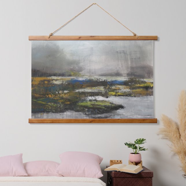 Tapiz Con Marco De Madera Susurros De Un Arbusto Misterioso (Dormitorio)