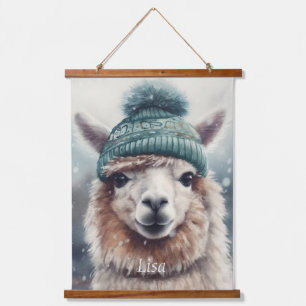 Tapiz Con Marco De Madera Sweet Winter Alpaca, personalizado