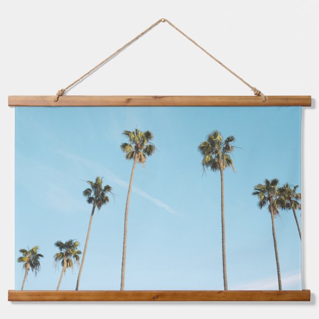Tapiz Con Marco De Madera Tall Palm Trees Light Blue Sky (Anverso )