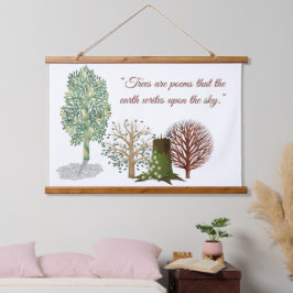 Tapiz Con Marco De Madera Tall Trees Earth Day Wood Art Forest Wall Decor