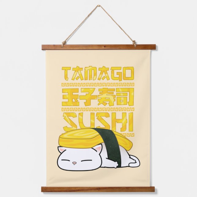 Tapiz Con Marco De Madera Tamago Sushi Cat (Anverso)
