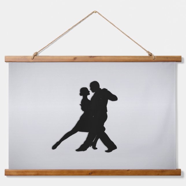 Tapiz Con Marco De Madera Tango Dancers Silhouette 2 Silver (Anverso )