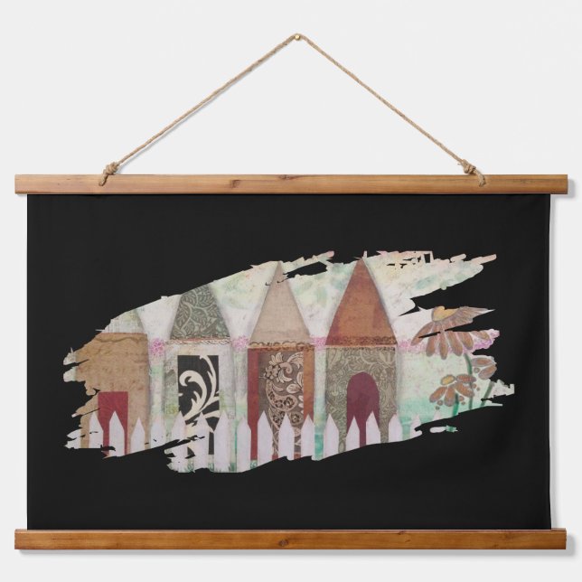 Tapiz Con Marco De Madera Tapestry - Fenced Houses Brushstroke (Anverso )