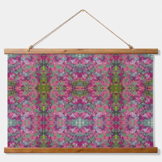 Tapiz Con Marco De Madera Tapestry - Floral Abstract 14 (Anverso )