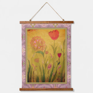 Tapiz Con Marco De Madera Tapestry - Mixed Media Flowers