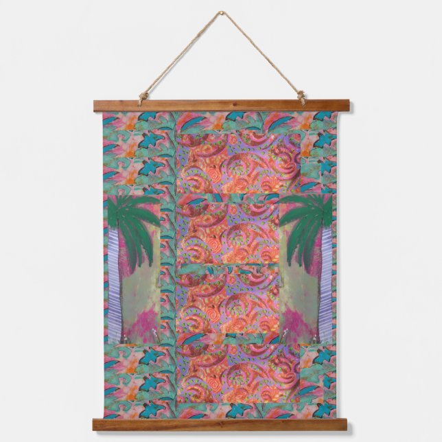 Tapiz Con Marco De Madera Tapestry - Palm Tree Abstract  (Anverso)