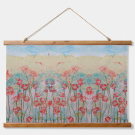 Tapiz Con Marco De Madera Tapestry - Red Wildflowers