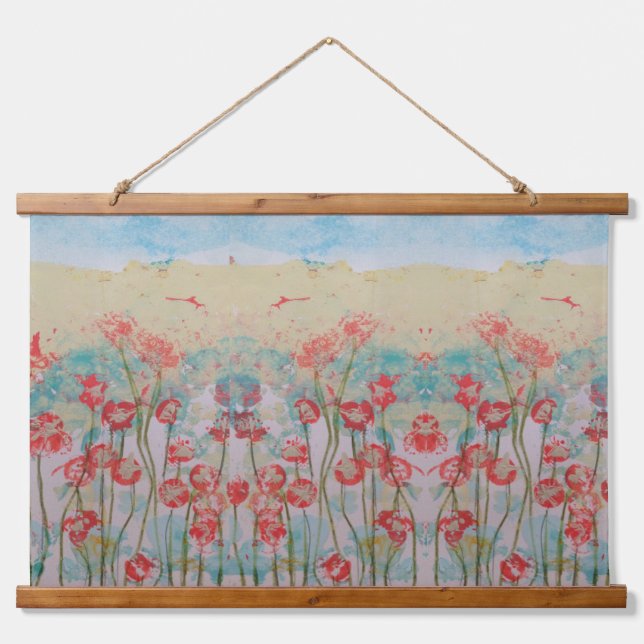 Tapiz Con Marco De Madera Tapestry - Red Wildflowers (Anverso )