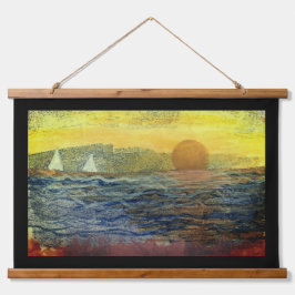 Tapiz Con Marco De Madera Tapestry - Sailboats on the Horizon
