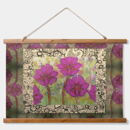 Tapiz Con Marco De Madera Tapestry - Three Pink Flowers