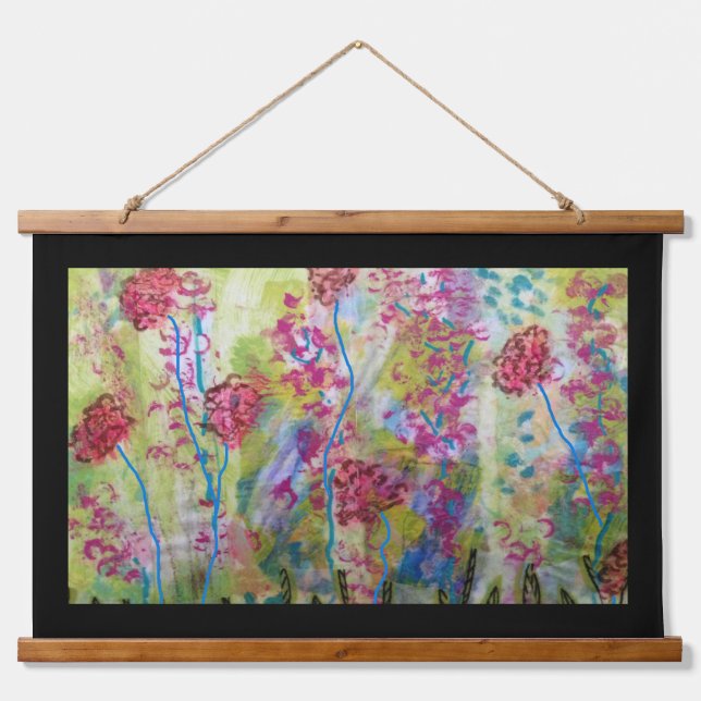 Tapiz Con Marco De Madera Tapestry - Watercolor Floral (Anverso )