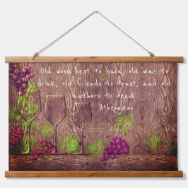 Tapiz Con Marco De Madera tapicería de pared con cita de vino