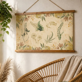 Tapiz Con Marco De Madera Tapiz Antiguo con Tapa de Madera Botánica y Floral