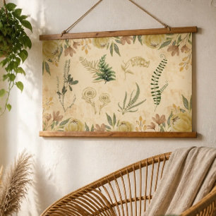 Tapiz Con Marco De Madera Tapiz Antiguo con Tapa de Madera Botánica y Floral