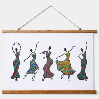 Tapiz Con Marco De Madera Tapiz de arte de mujeres danzantes de alambre y mo