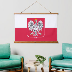 Tapiz Con Marco De Madera Tapiz de bandera polaca patriótica, águila, Poloni