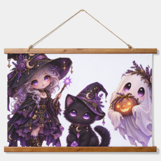 Tapiz Con Marco De Madera Tapiz de Bruja Gótica y Fantasma de Halloween Ador